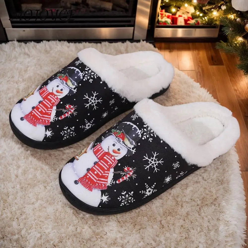 Christmas snowman slider flat slider comfortable fluffy snowman slider anti slip cute mens fur slider 241113