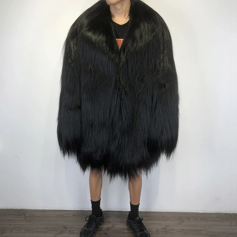 YOLOAgain Mens Black Mountain Wool Leather Jacket Wool Leather Coat Winter Warm Coat 241113