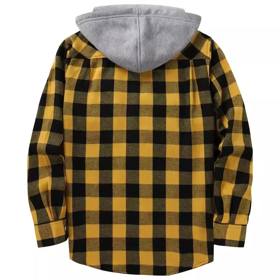 Spring and autumn casual loose mens plain weave shirt long sleeved single chest hoodie flannel cardigan mens jacket top 241113