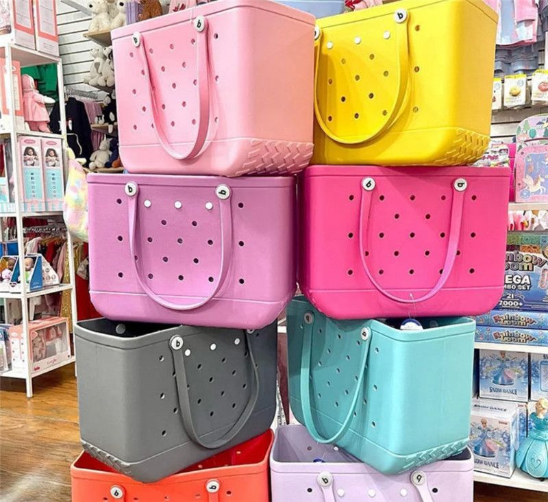 XL XXL Mini Bogg Storage Summer EVA Beach Bag Basket Women Picnic Tote Holes Waterproof Handbag Pouch Shopping Shoulder 999