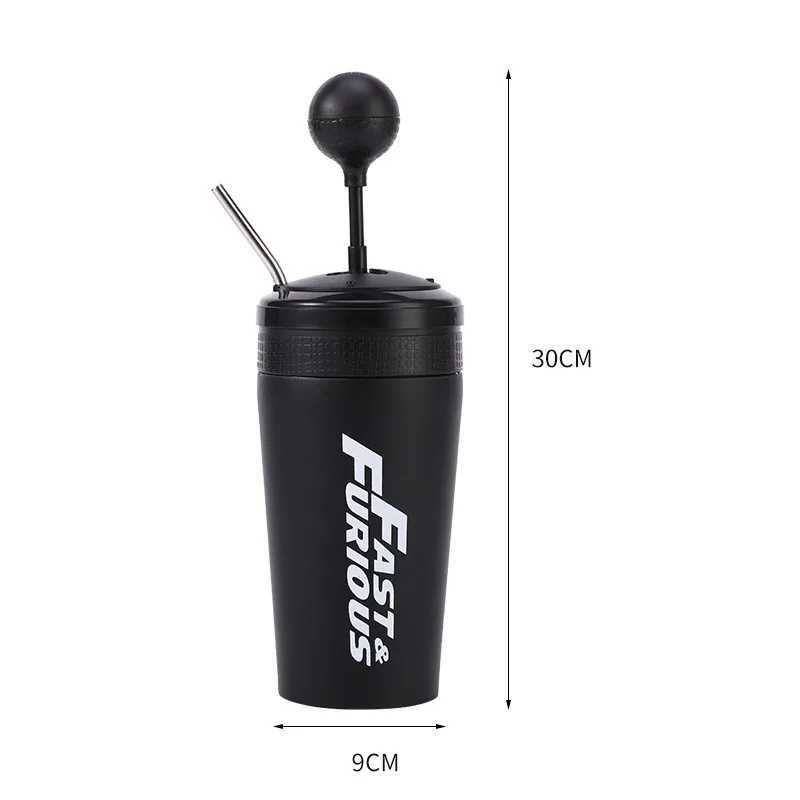 Stainless steel car water bottle with straw beverage bottle quick and angry 10 hot cups covered rocker arm beverage set 500ml Y241114