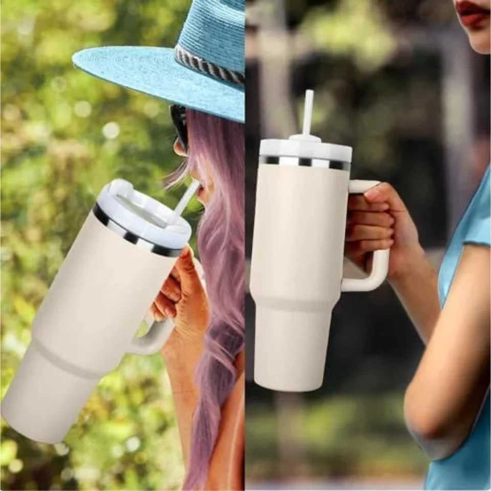 40 ounce stainless steel handle crazy water bottle with straw and lid cup holder friendly and reusable travel g Y241114