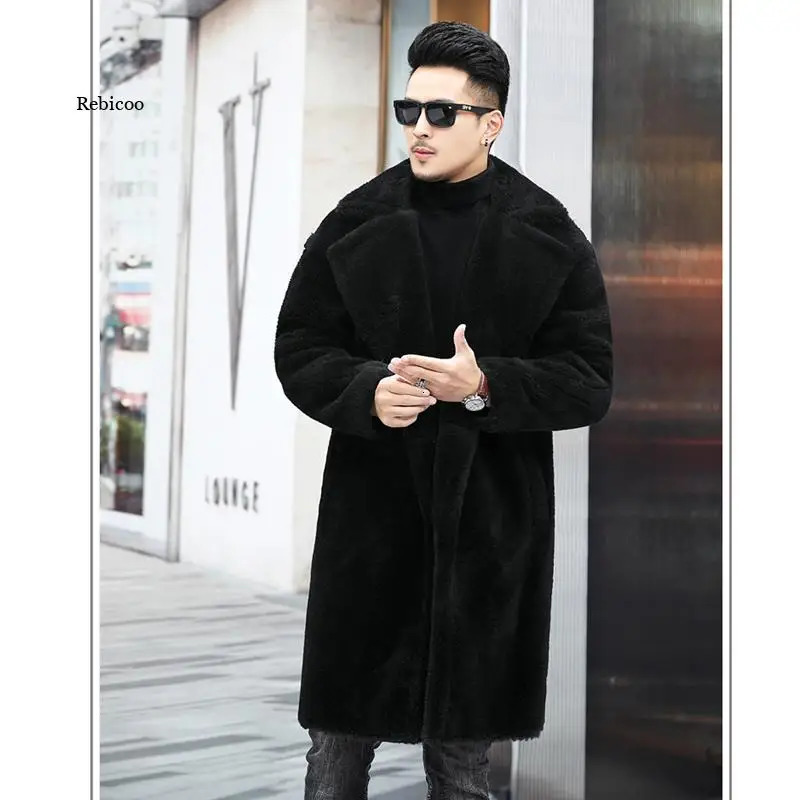 Mens fur coat coat autumn and winter style warm windproof casual large size 241113