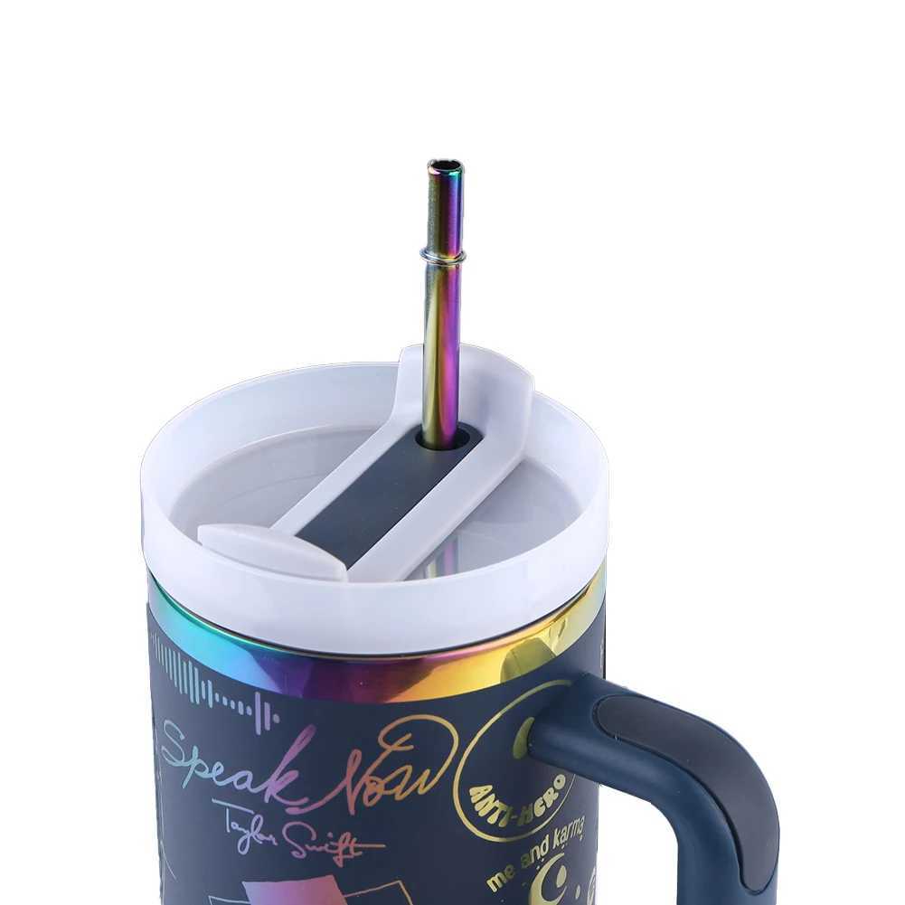 40 oz stainless steel hot water bottle with handle straw cup portable coffee hot g used for vacuum Y241114