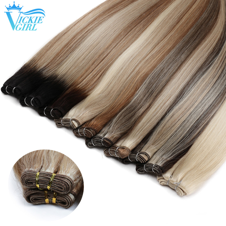 Straight Human Hair Weft Bundles Ombre Blonde Human Hair Extensions 100g/Pcs 16"-28" Straight Remy Skin Double Weft