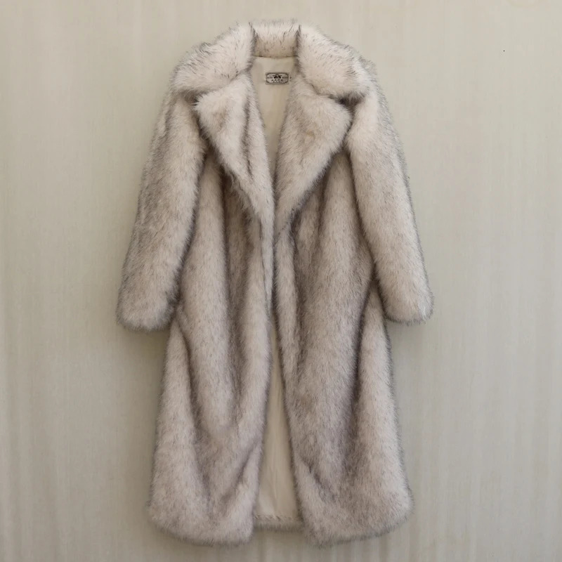 Barbiken mens fur coat for winter warmth mint long fur collar casual plus size 241113