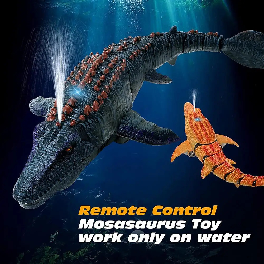 Remote Control Dinosaur For Kids Mosasaurus Diving Toys Rc Boat With Light Spray Water For Swimming Pool Lake Bathroom Bath Toys 240408