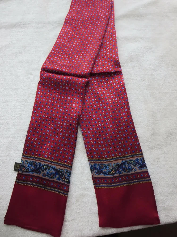 Mens 100% mulberry silk scarf with double layered long neckline office business tie in blue black and red241114