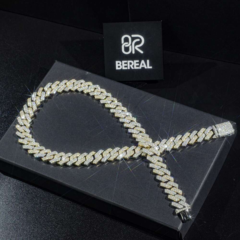 Custom Iced Out Sterg Pendant Moissanite Dia Designer Fashion Necklaces Sier Miami Cuban Chain GRA 14mm 2 Rows Gold Hip Hop Necklace Jewelry for Men