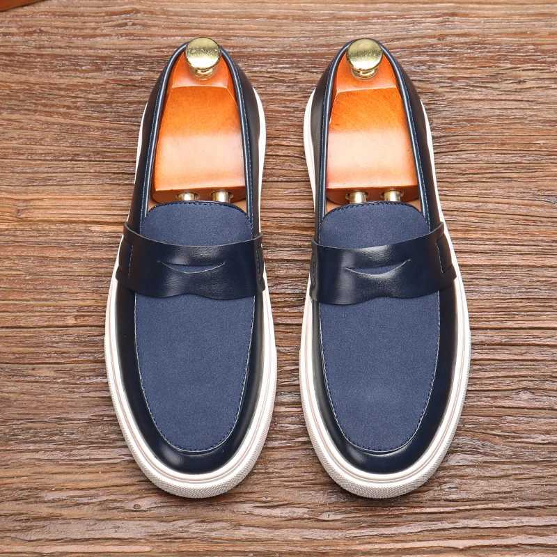Fi Mens Casual Slip- Leather Shoes Men Classic British Style Penny Loafers Mens Outdoor Board Shoe Driving FlatsXJ250118