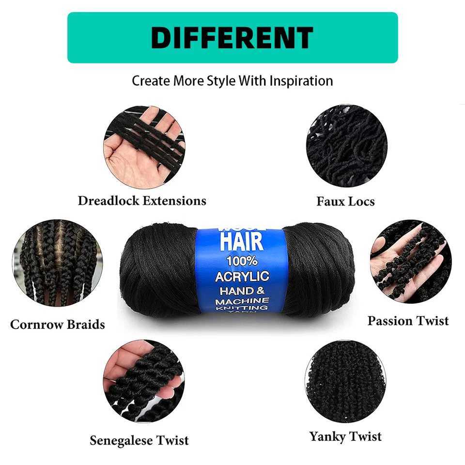 Synthetic yarn hair aramid yarn crocheting and twisting for hair wool yarn for giant hair weaving and Senegales twisting W241114