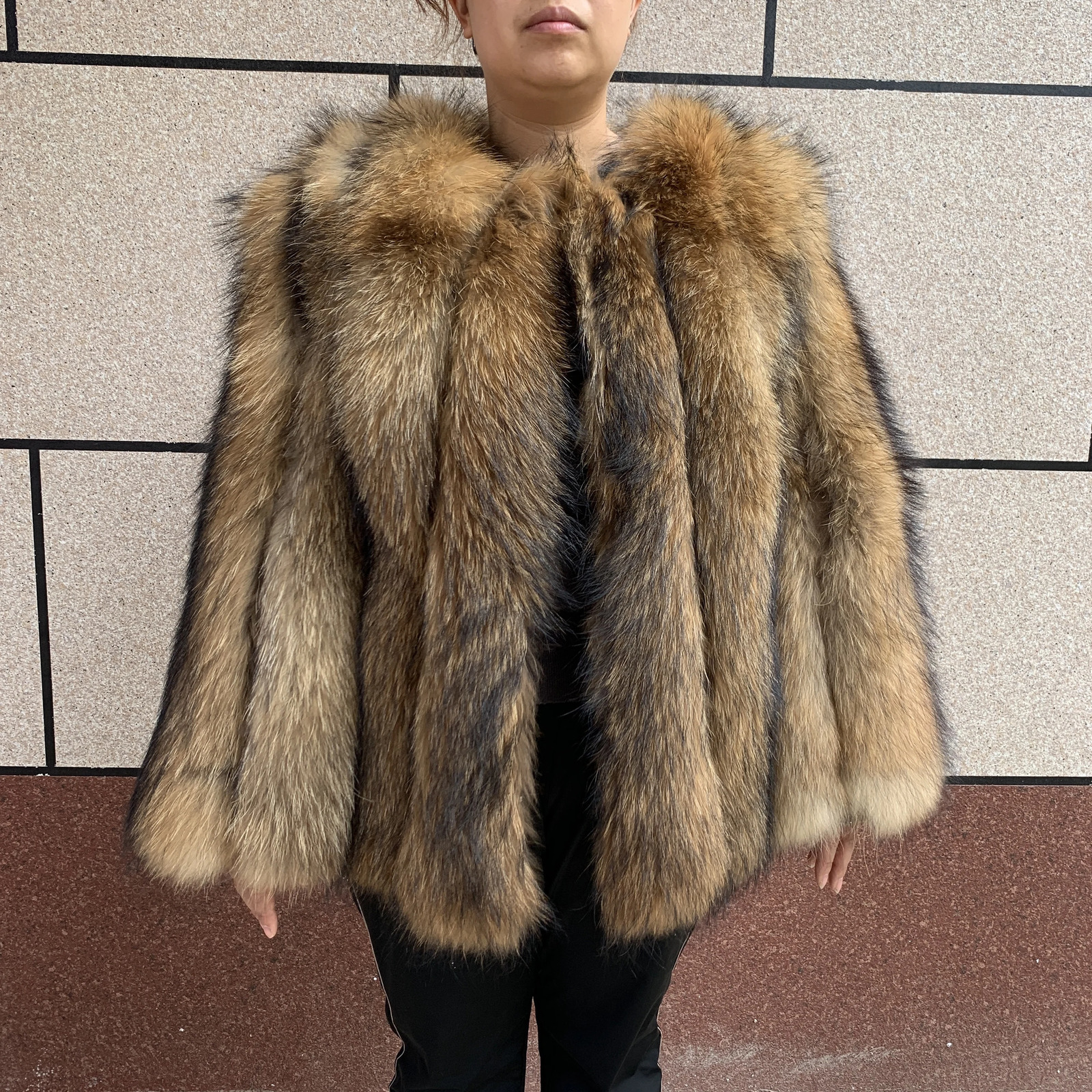 Raccoon Fur Vertical Jacket 100% Fur Coat Womens Winter Warm Vertical Fox Fur Leather Jacket 241113