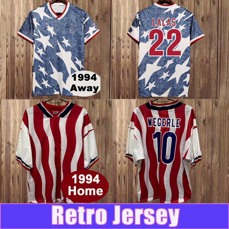 1994 United Mens Retro Soccer Jerseys States LALAS SORBER BALBOA STEWART WEGERLE MOORE vintage Home Away Football Shirts Short Sleeve Uniforms