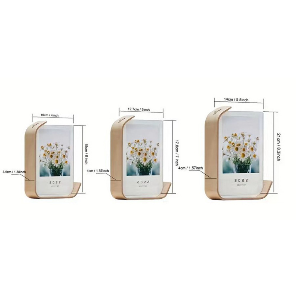 Walnut Beech Creative Frame Set Acrylic U Shape Transparent Frames 10X15 14X21cm Desktop Wood Pictures Photo Card Holder H260306