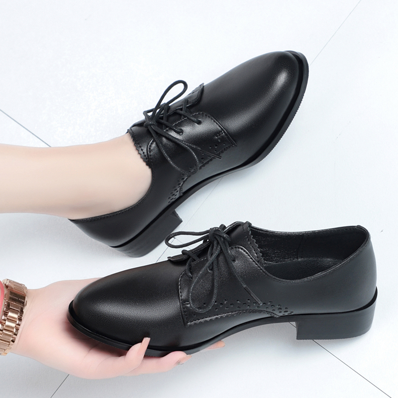 Spring AIYUQI Women New 2024 British Style Genuine Leather Ladies Lace-up Large Size Non-Slip Women's Shoes 0049 's