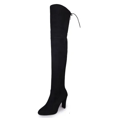Sexy party boots fashionable suede leather shoes womens knee boots elastic shoes winter high botas 326 241113