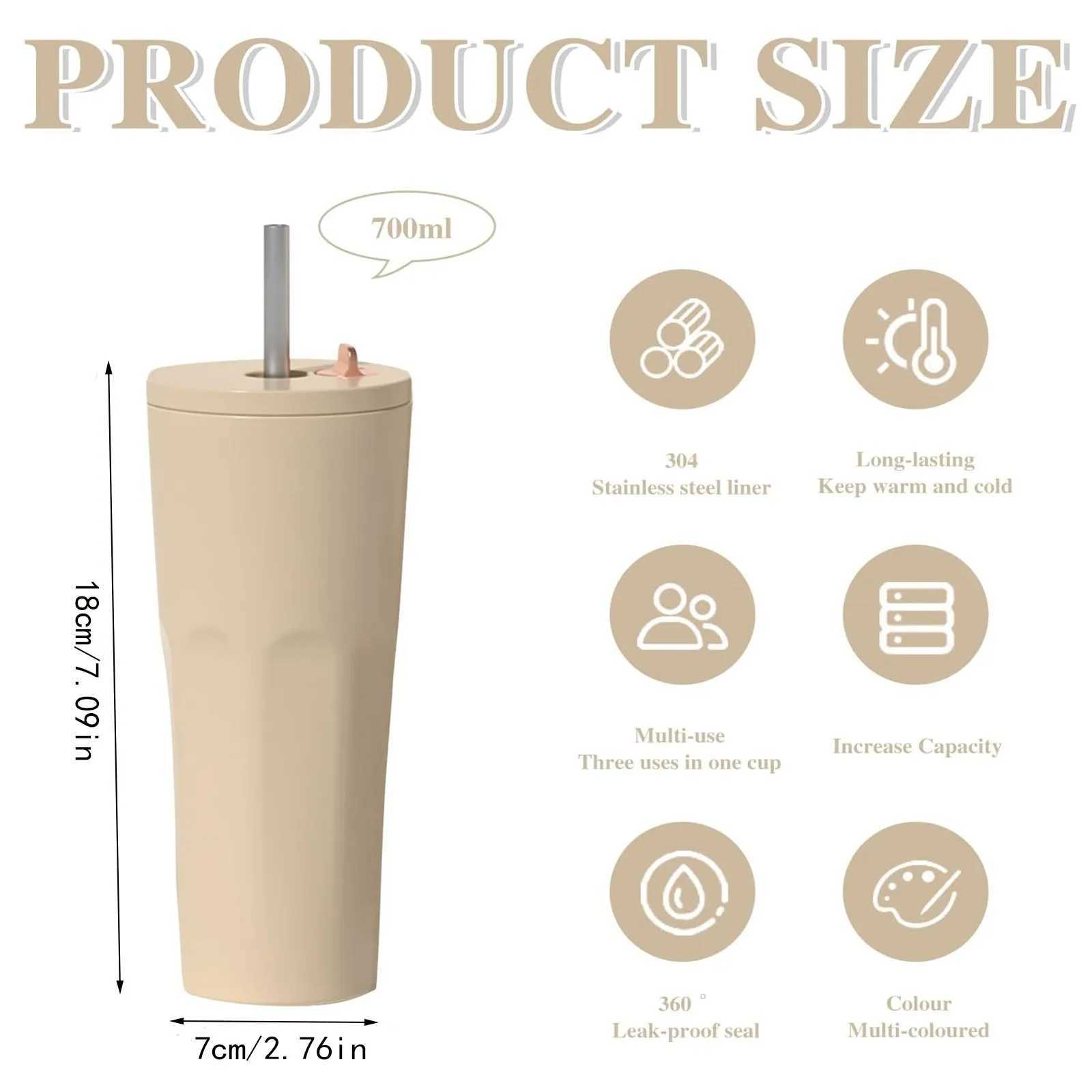 700ml stainless steel coffee hot cup car inflatable bottle leak proof hot double wall coffee cup vacuum flame Y241114