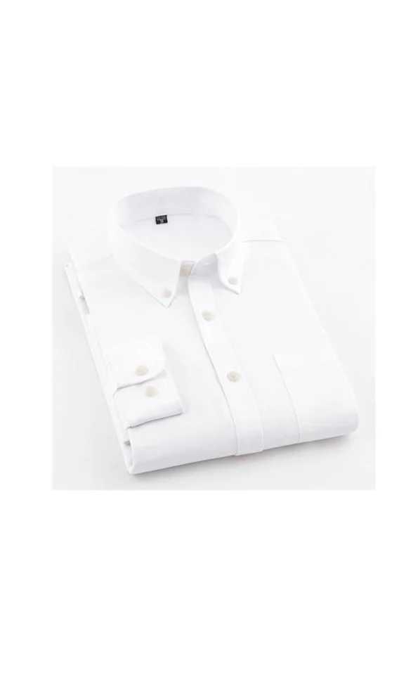 tiktok internet Autumn new mens cotton Oxford woven long sleeve shirt pure white business casual slim-fit button-lined gownXJ24113