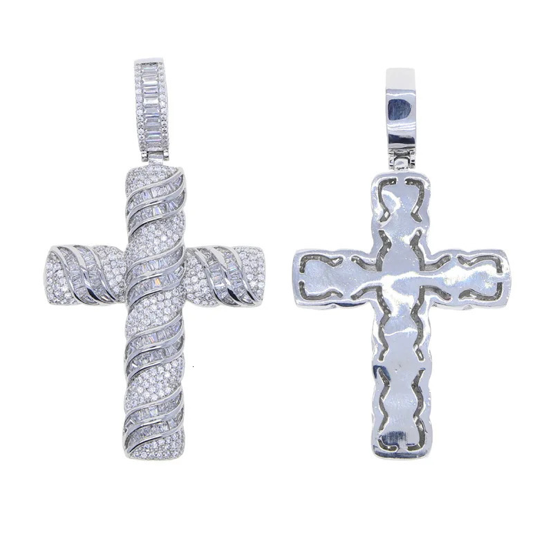 14K White Gold Lab Diamond Cross Pendant Party Wedding Pendants Necklace for Women Men Anniversary Jewelry Gift 241113