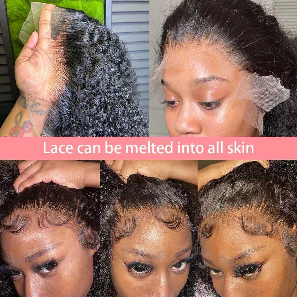 Brazilian Loose Deep Water Wave 13x4 Lace Frontal Human Hair Wigs Transparent 4x4 Curly Short Bob Wig 200% Density 12 14 16 InchXJ250213