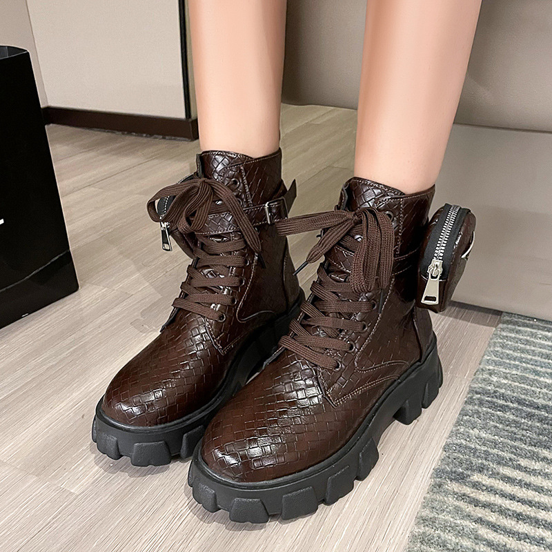 Large New Thick Soled Lace Up Casual Short Boots.
