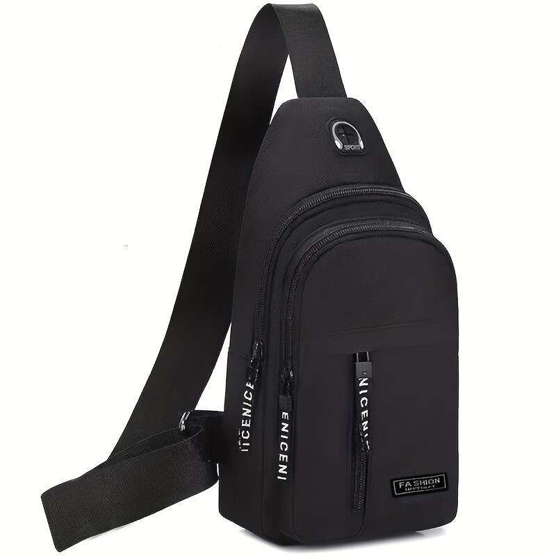 Waterproof single shoulder crossbody bag, outdoor sports cycg chest bag with headphone jack