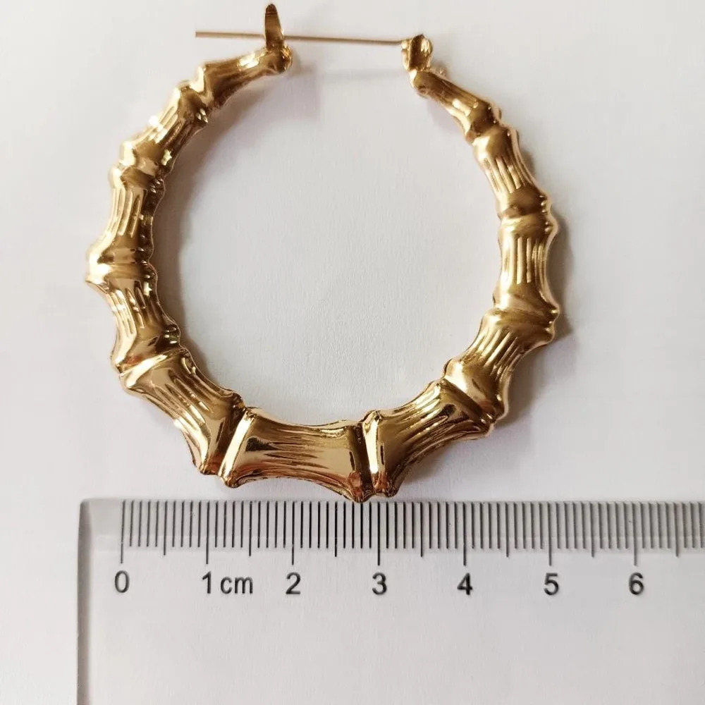 So Trendy Bamboo Hoop Earring Female Gold Silver Color Classic Jewelry 241114