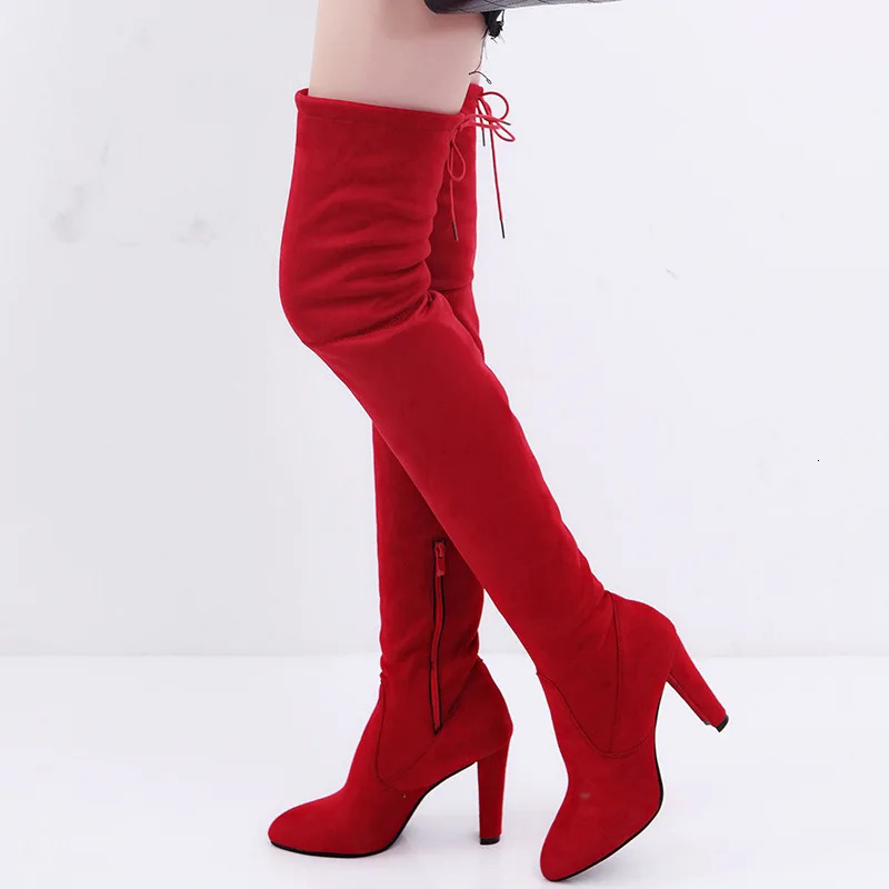 Sexy party boots fashionable suede leather shoes womens knee boots elastic shoes winter high botas 326 241113