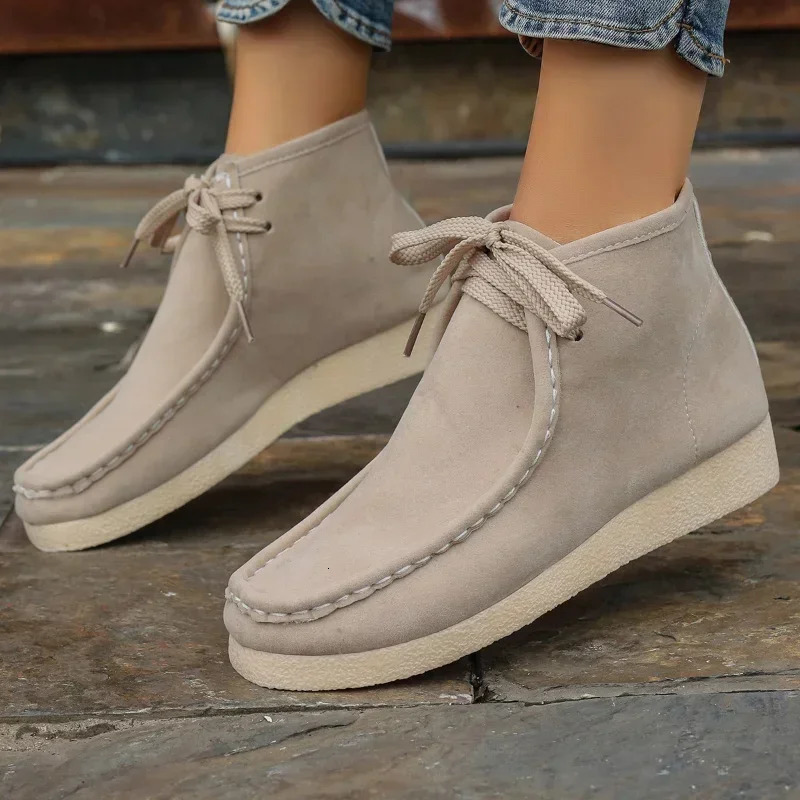 Womens Wedge Retro Womens Ankle Boots Autumn Trend Round Toe Platform Boots Womens Comfortable Shoes Fashion Short Boots 241113