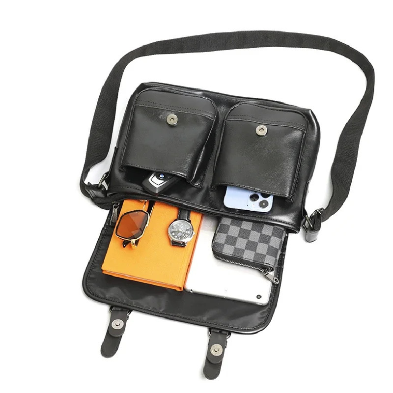 High Quality PU Mens Business Messenger Bags Fashion Solid Color Shoulder Bag for Male Large Capacity Travel Crossbody bag 241111