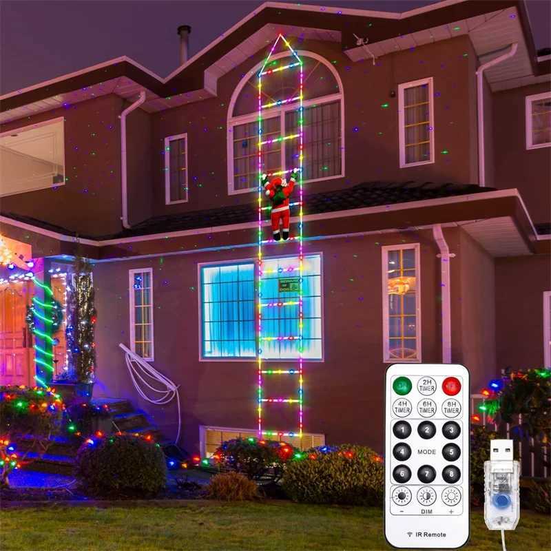 Claus 0.75/3M Santa Ladder Lamp Christmas Tree Lamp Decoration Indoor and Outdoor Decorative Windows Garden Pendant LED String X241114