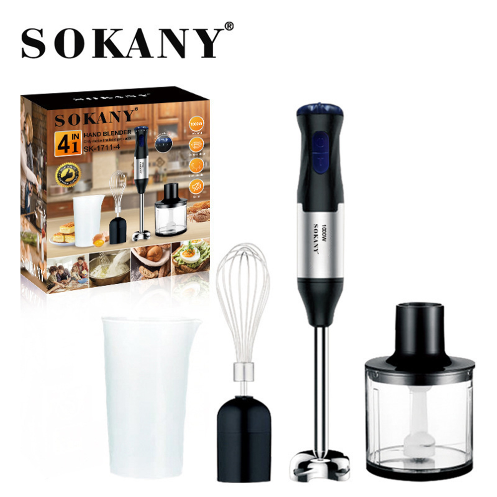 Household Electric Cooking Stick Machine, Multifunction Juicing Meat Grinder Mixer 4in1 Hand Blender Food Processor Egg Mixer