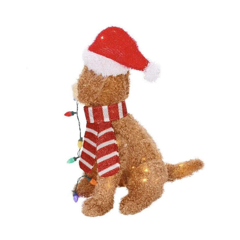 Garden Decorations Goldendoodle Holiday Living 36X16cm Christmas LED Light Up Fluffy Doodle Dog Decor With String Outdoor Decoration 221125