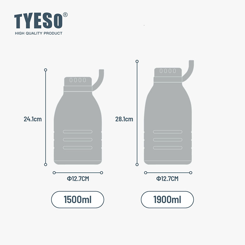 TYESO Ts-8818/Ts-8819 1500Ml/1900Ml Insulated Tumbler Stainless Steel Vacuum Thermos Sport Water Bottle With Straw W260226