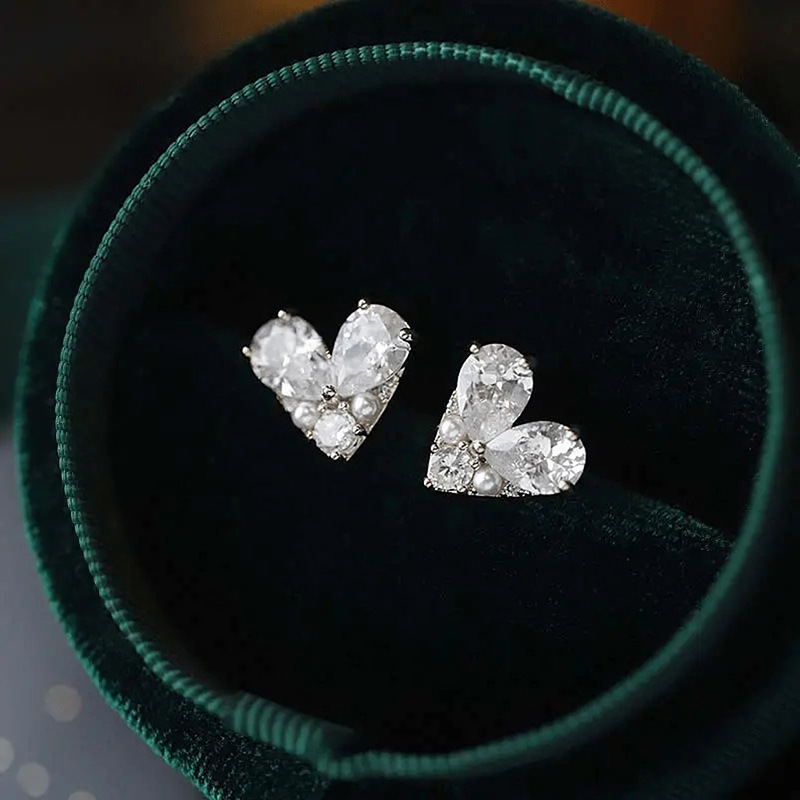 Choucong Heart Stud Earrings Sweet Cut Fashion Jewelry 925 Sterling Silver Gold Fill Water Drop White 5A Cubic Zircon CZ Diamond Elegant Party Women W