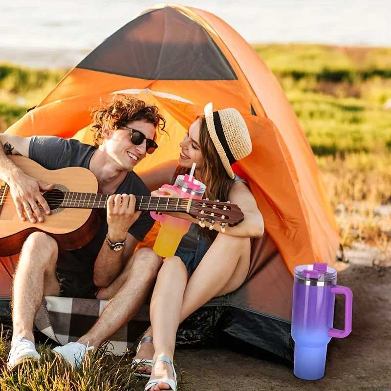 40 ounce stainless steel hot cup for holding hot and cold water bottles with handle for preventing leaks in cars Y241114