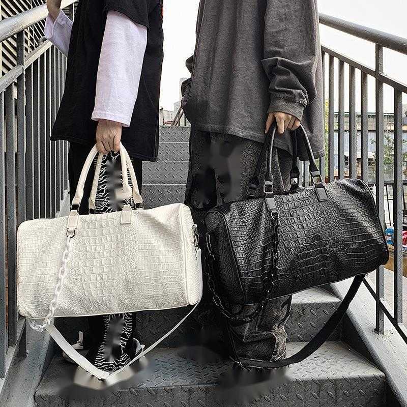 Waterproof Pu Crocodile Pattern Travel Bag Portable Large Capacity Short Distance Travel Luggage Storage Bag Folding Travel Bag