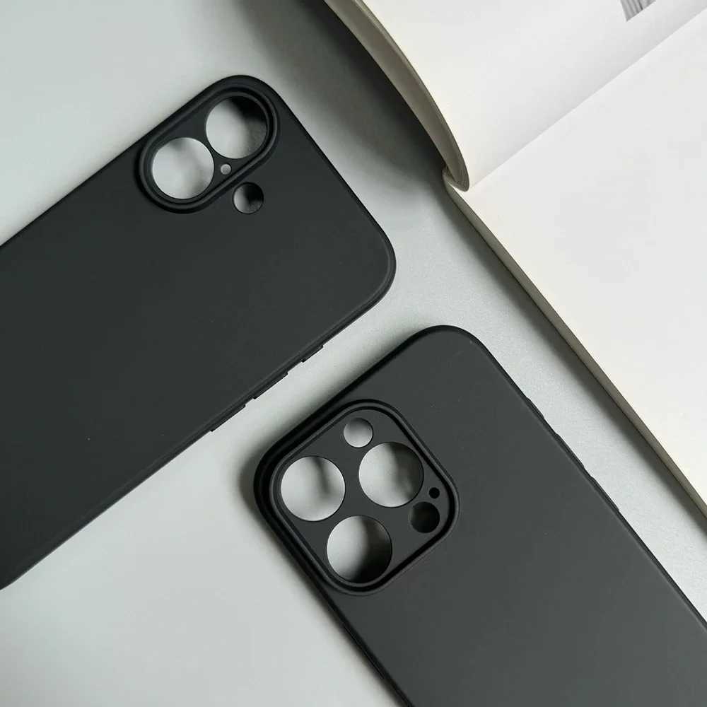 Luxury Full Black Silicone Matte Phone Case For 16 15 14 13 12 11 Pro Max 16 15 14 7 8 Plus Back Cover TPU Soft CaseXJ250321
