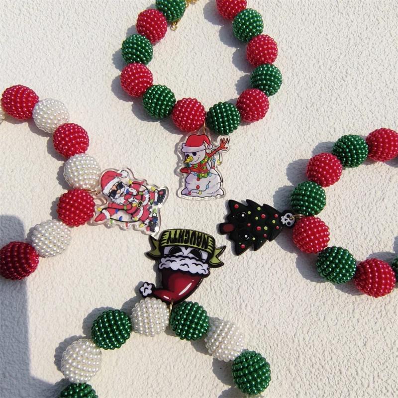 Dog Collars Fashion Christmas Halloween Personalized Yangmei Ball Pearl Pet Collar Handmake Necklace Jewelry For Cat Party