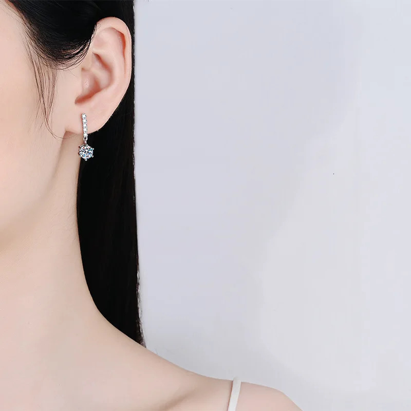 EWYA Real 1CT Womens Party Pendant Earrings High Quality Jewelry S925 Pure Silver Certified Diamond Earrings Wholesale 241031