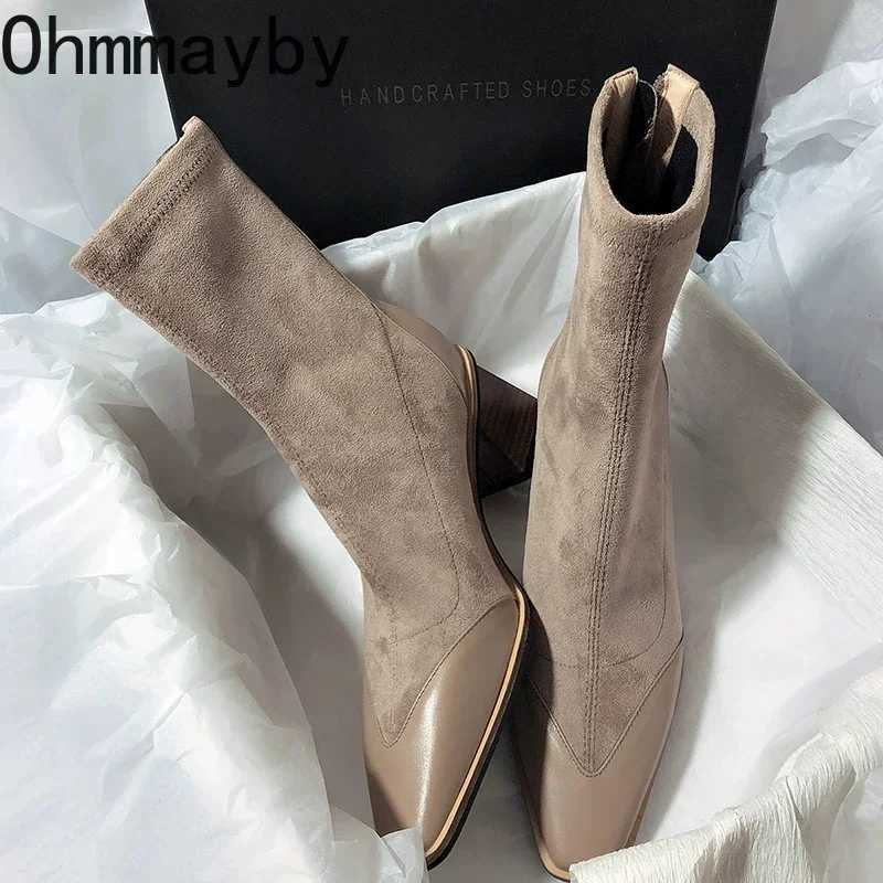 High Quality Winter Wens Ankle Boots Fi Pointed Toe High Heels Short Boat Ladies Elegant Modern Boots T241113