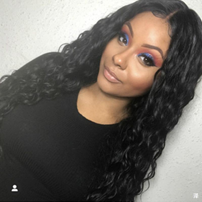 13x4 Silky Deep Wave Brazilian 34 Inches Simulation Human Hair 250 Density Synthetic Wig Loose Lace Frontal Wig For Black Women Heat Resistant Glueles