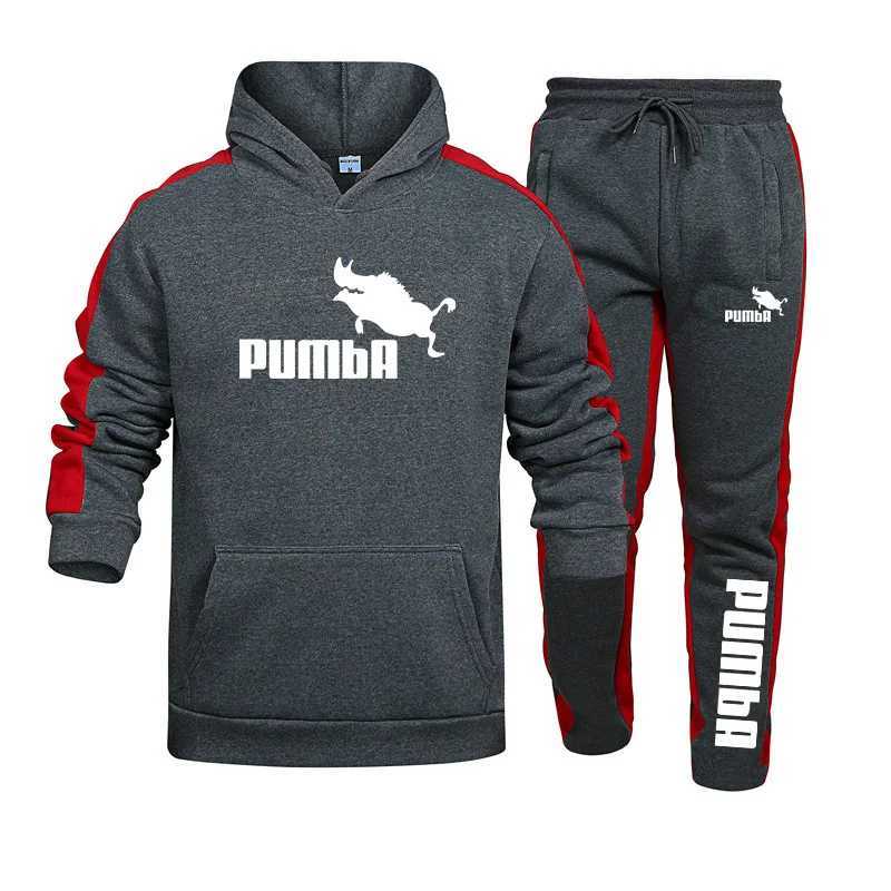 Mens Autumn and winter mens sportswear printed hooded sweatshirt sports pants 2-piece set gym jogging set hot selling casual sportswear X241113