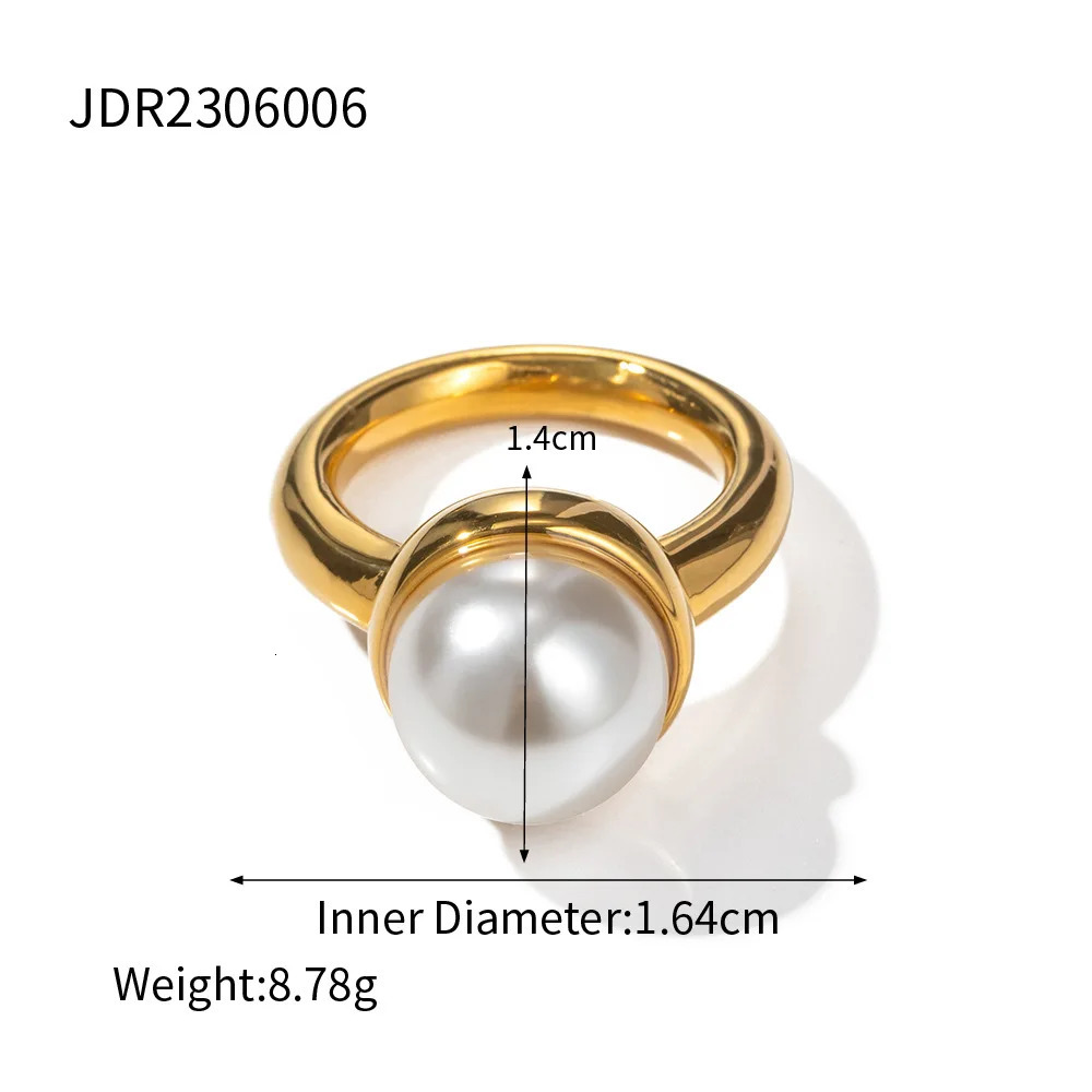 Baroque pearl inlaid ring 100% 18K gold-plated PVD stainless steel womens jewelry personal ring jewelry gift wholesale 241113