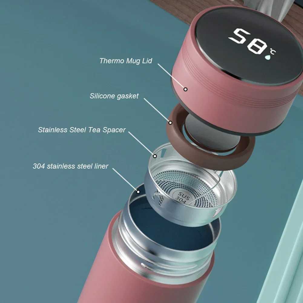 High quality intelligent hot cup 304 stainless steel 480ml intelligent temperature display waterproof double wall vacuum hot cup Y241114