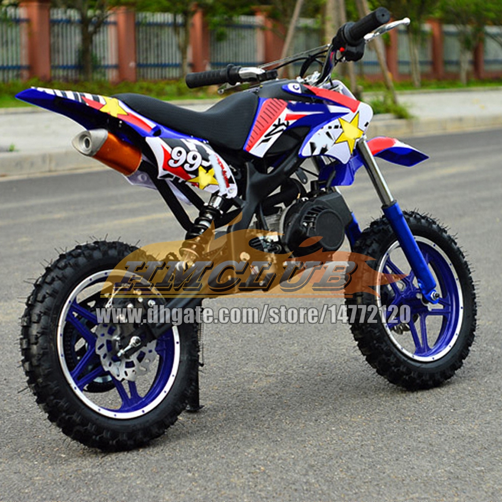 16Colors Real 2 Stroke Dirt Bike Mountain Mini Motorcycle Small Buggy 49CC 50CC Superbike Moto Gasoline Adult Child Off-road Vehicle Motorbike Boy Gir