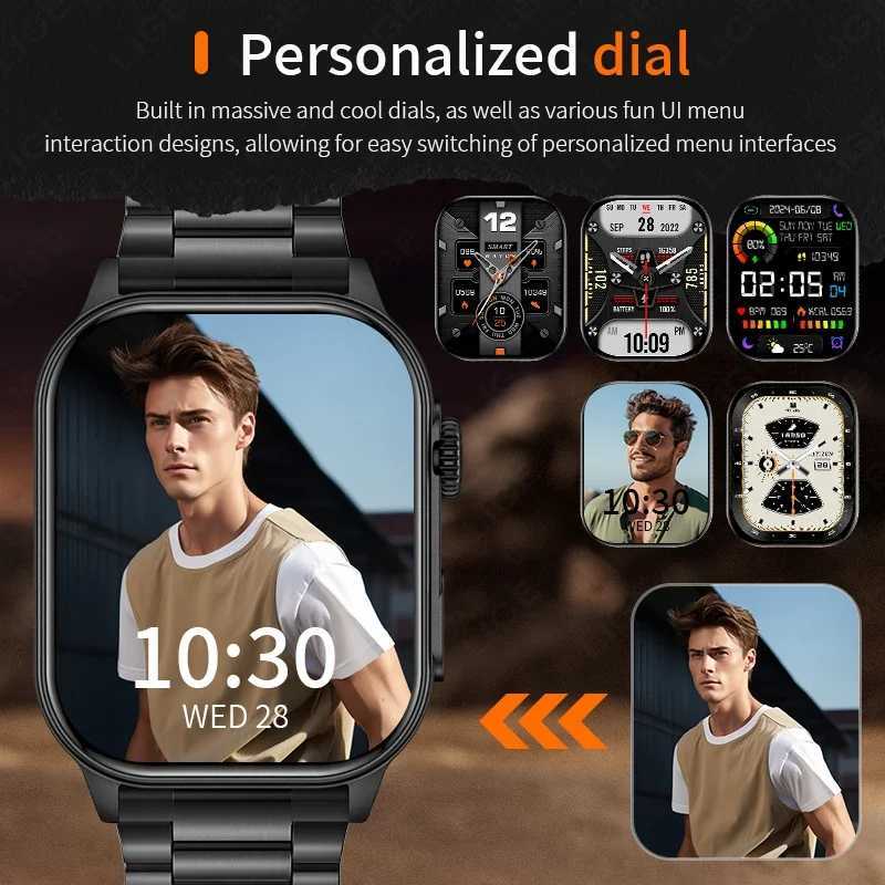 2024 Mens Watch Outdoor Flashlight Military IP68 Waterproof Smart Watch Mens Rate Sports Fitness Watch BT Call Smart Watch Y241114