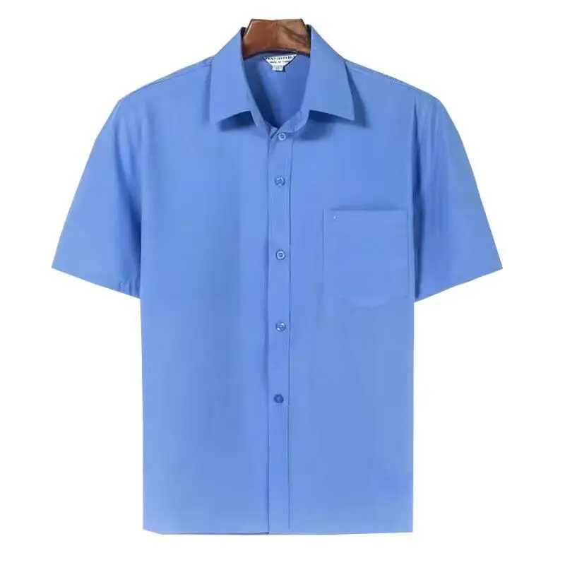2024 Men Summer Fashion Cooling Ice Silk Shirts Men Short Sleeve Breathable Blouses Male New Solid Casual Social Shirts I72XJ24113