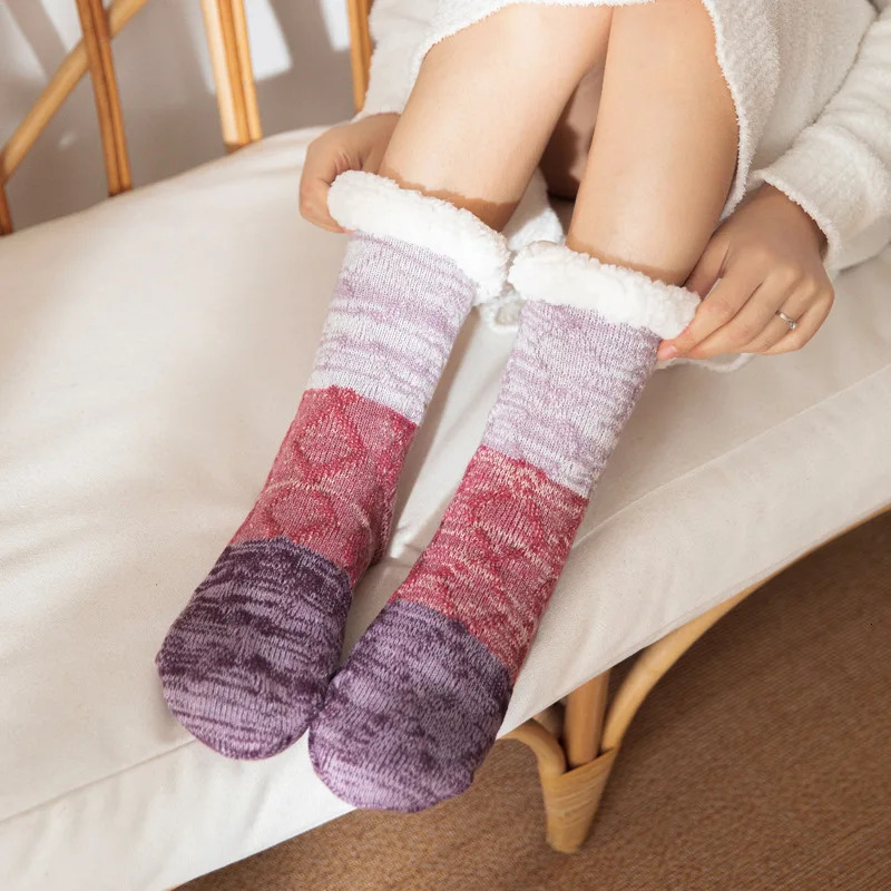 Home Room Socks Warm Children Adult Carpet Socks Home Fleece Lined Sleep Lambswool Socks Confinement Slippers Foot Snow Socks 241114bj