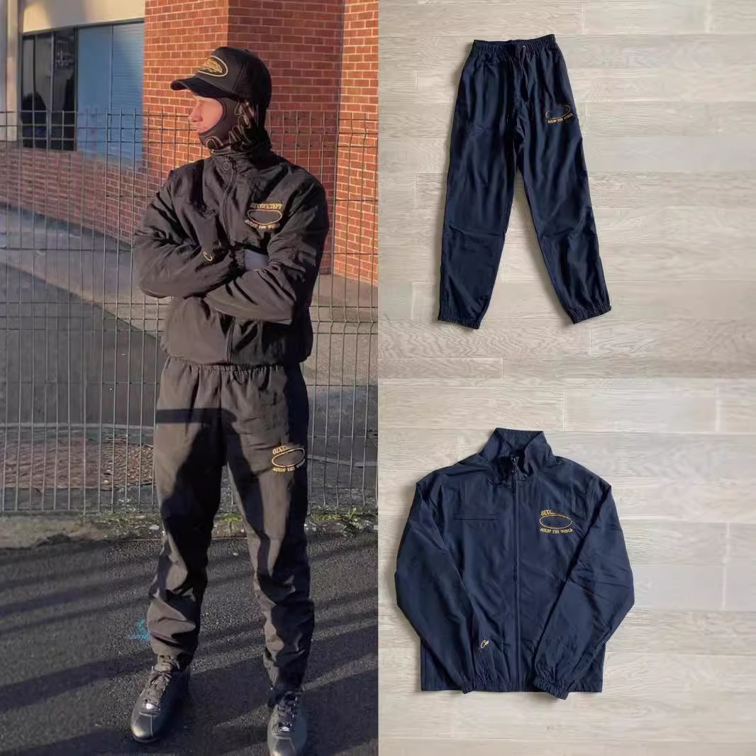 Designer Mens Tracksuit Embroidered Logo High Street Hip Hop Autumn Mens Thin Woven Zip Jacket Joggers Streetwear